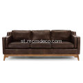 Sofa ea Letlalo la Worthington Oxford Brown